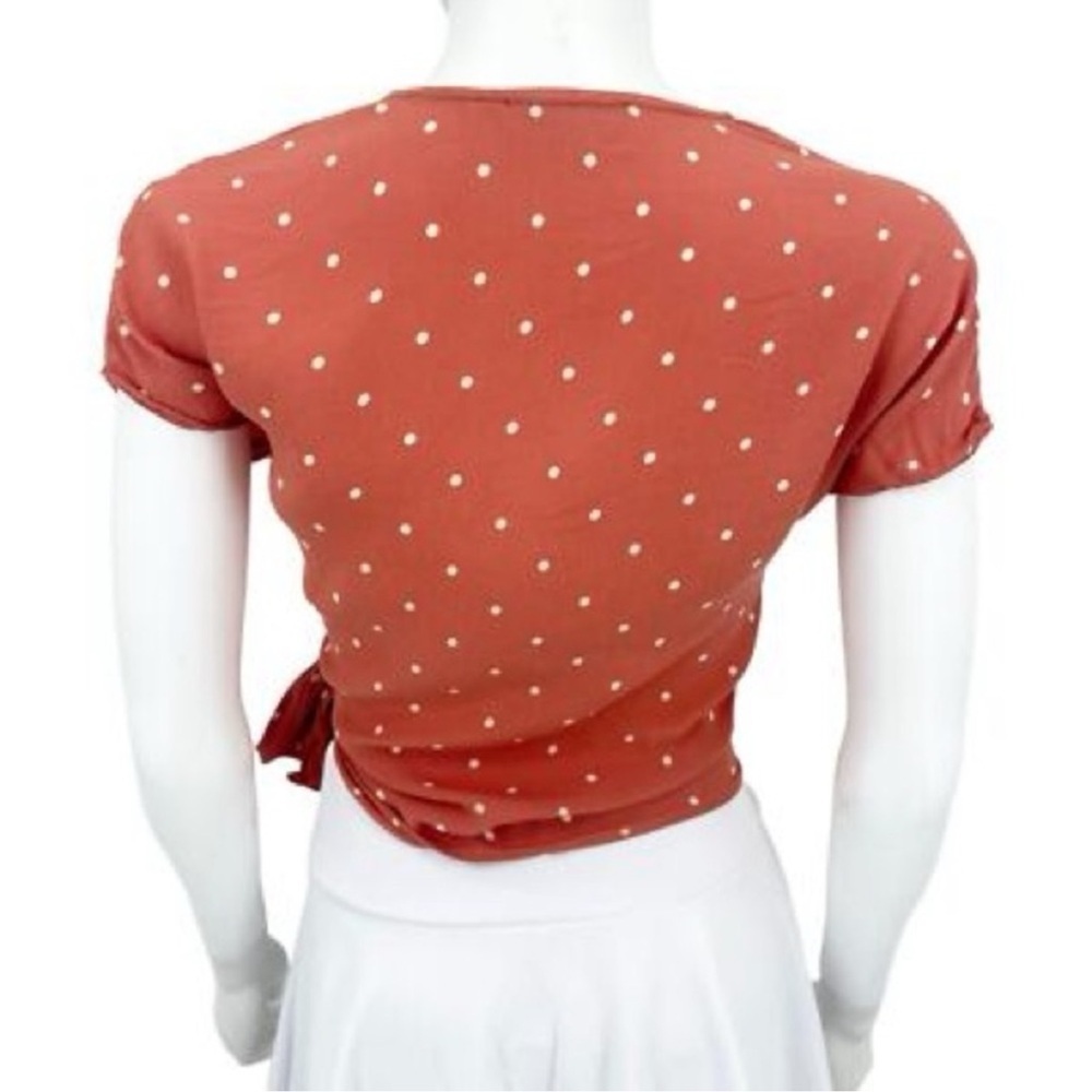 Madewell Terracotta Polka Dot Wrap Blouse - Picture 5 of 6